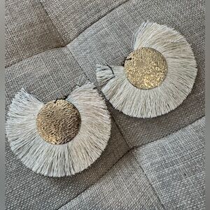 Gold & Cream Fringe Festival Statement Earrings